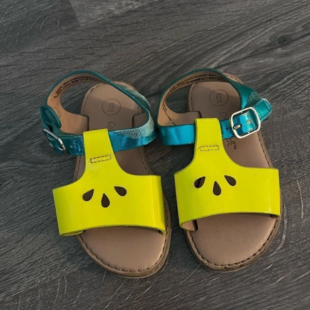 Cat & Jack Toddler Girls Pam Ankle Strap Sandals Bright Yellow Size 6